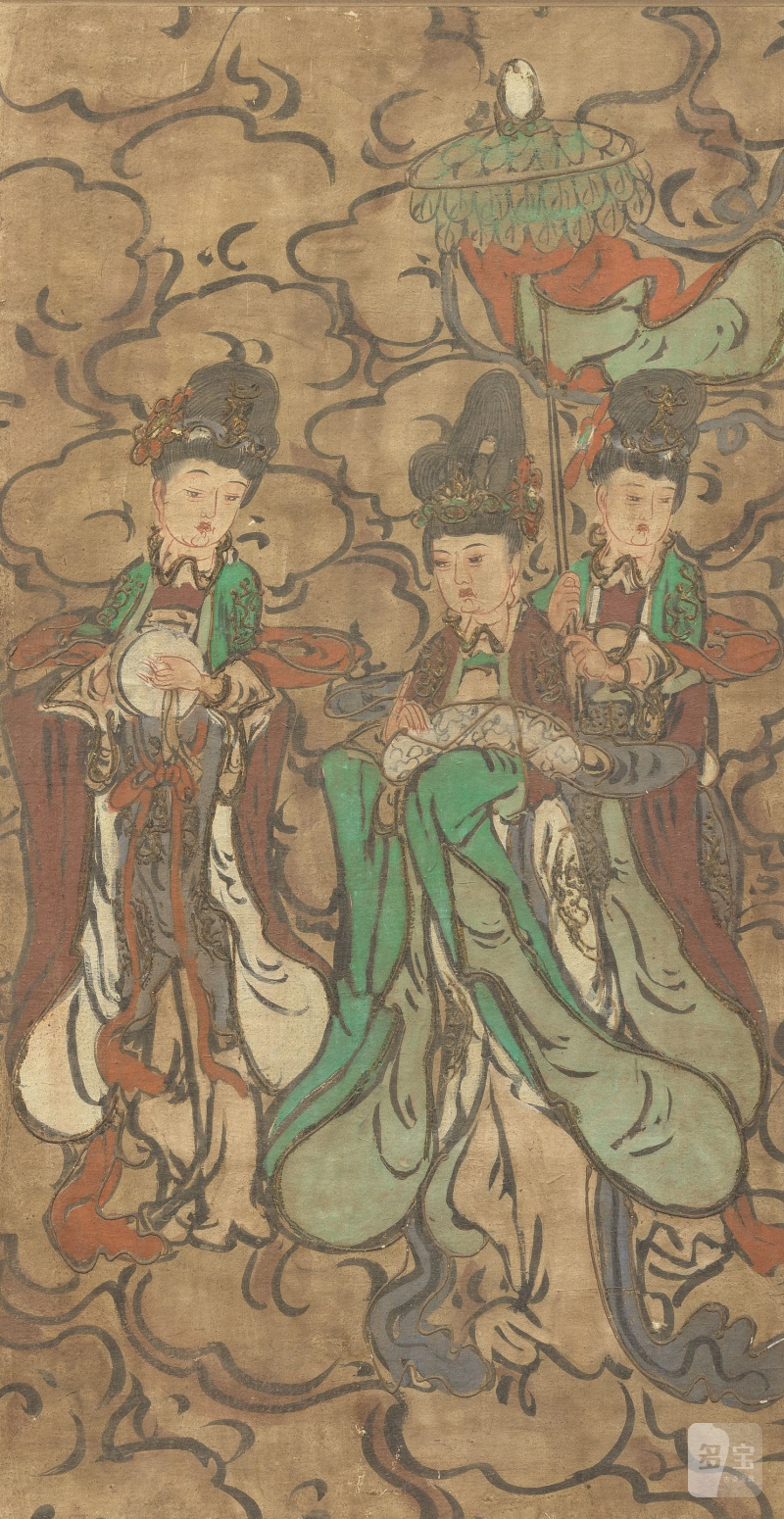 明或更晚 彩繪仙人壁畫屏兩件 | TWO PAINTED FRESCO PANELS DEPICTING FEMALE DEITIES - 图4